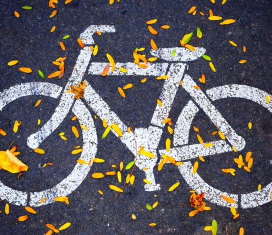 Oznaczenie ścieżki rowerowej na asfalcie