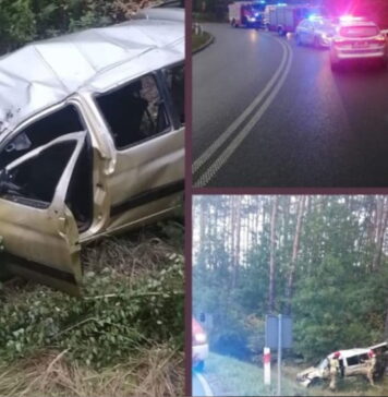 Samochód wypadł z drogi do rowu. Przyczyna wypadku to prawdopodobnie zły stan techniczny auta