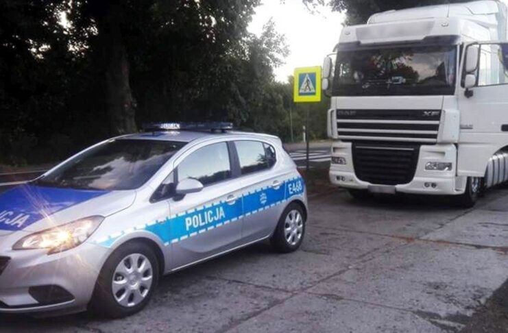 Kontrola drogowa ciężarówki, Drzecin