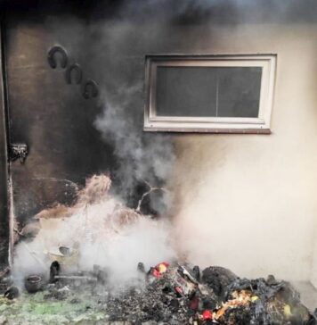 Skakał przez płoty żeby ugasić pożar w Nowym Miasteczku Pożar w Nowym Miasteczku