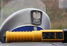 Alkomat i policyjna czapka