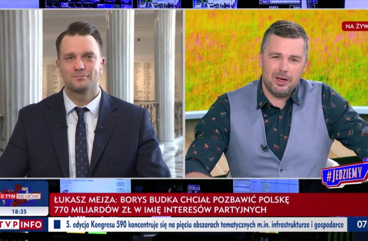 Łukasz Mejza odpowiada na docinki Posła KO. „Jak już jesteśmy przy terminologii miłości…” Łukasz Mejza w programie #Jedziemy TVP Info