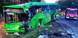 Wypadek autobusu na DK32 pod Zieloną Górą