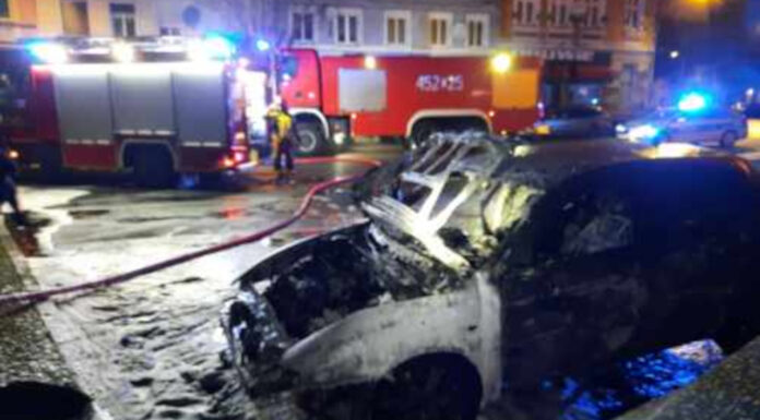 Pożar samochodu w Lubsku