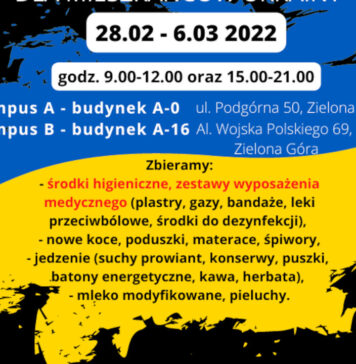 Studenci wspomagają Ukrainę. Wielka zbiórka darów w Zielonej Górze #UZdlaUkrainy Wielka zbiórka darów w Zielonej Górze #UZdlaUkrainy