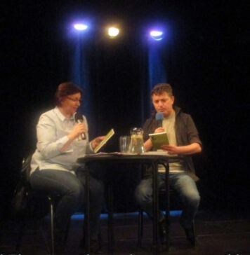 Maria Duszka i Piotr Spottek na wieczorze autorskim w Domu Literatury w Łodzi