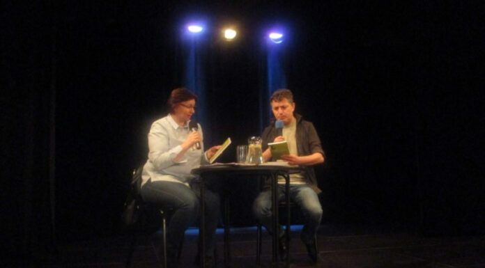 Maria Duszka i Piotr Spottek na wieczorze autorskim w Domu Literatury w Łodzi