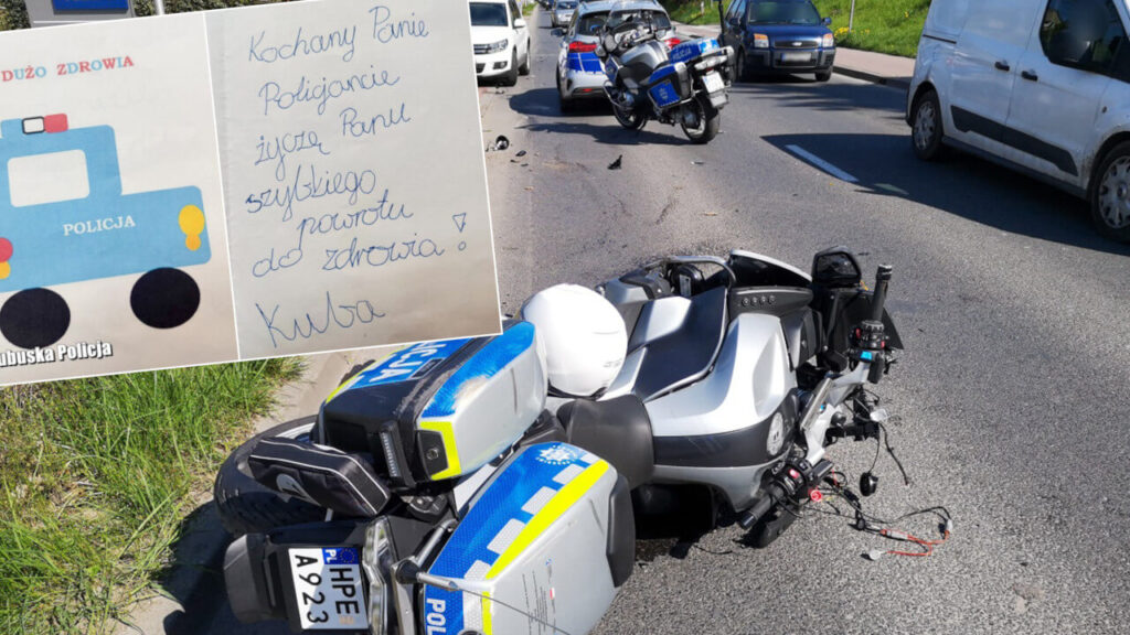 Policjant miał wypadek na motocyklu - jego losem przejął się 6-letni Kubuś