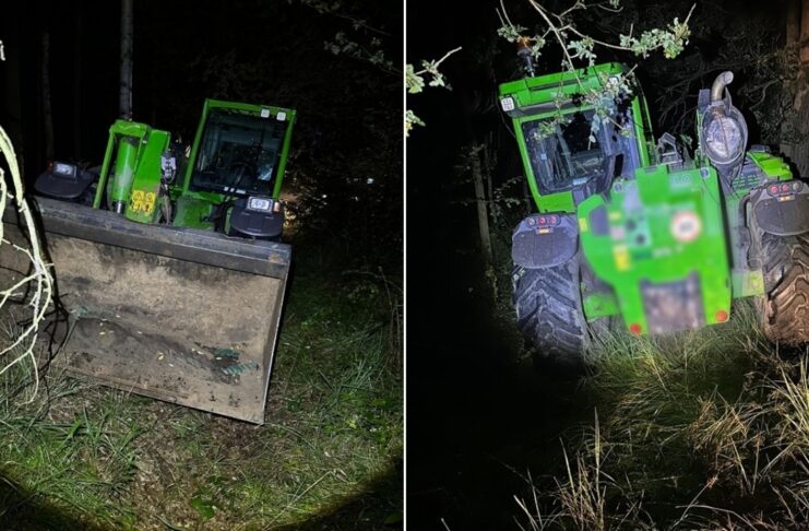 Skradziona maszyna budowlana za 300 tys. zł odnaleziona w lesie. Dwie osoby tymczasowo aresztowane