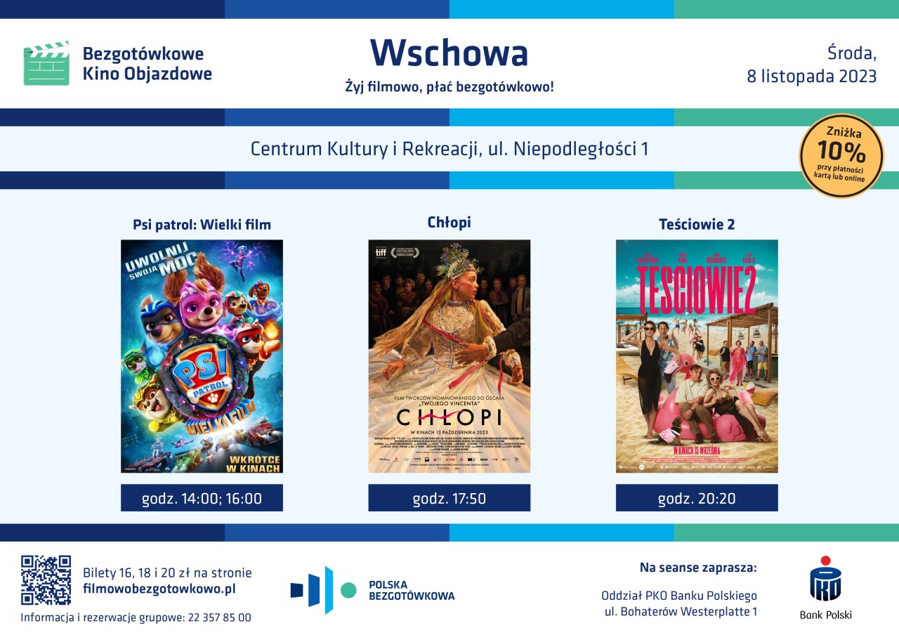 Bezgotówkowe Kino Objazdowe we Wschowie - repertuar 08/11/2023