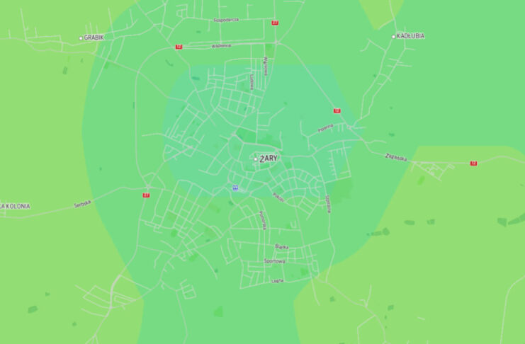 Mapa jakości powietrza w Żarach w serwisie AccuWeather