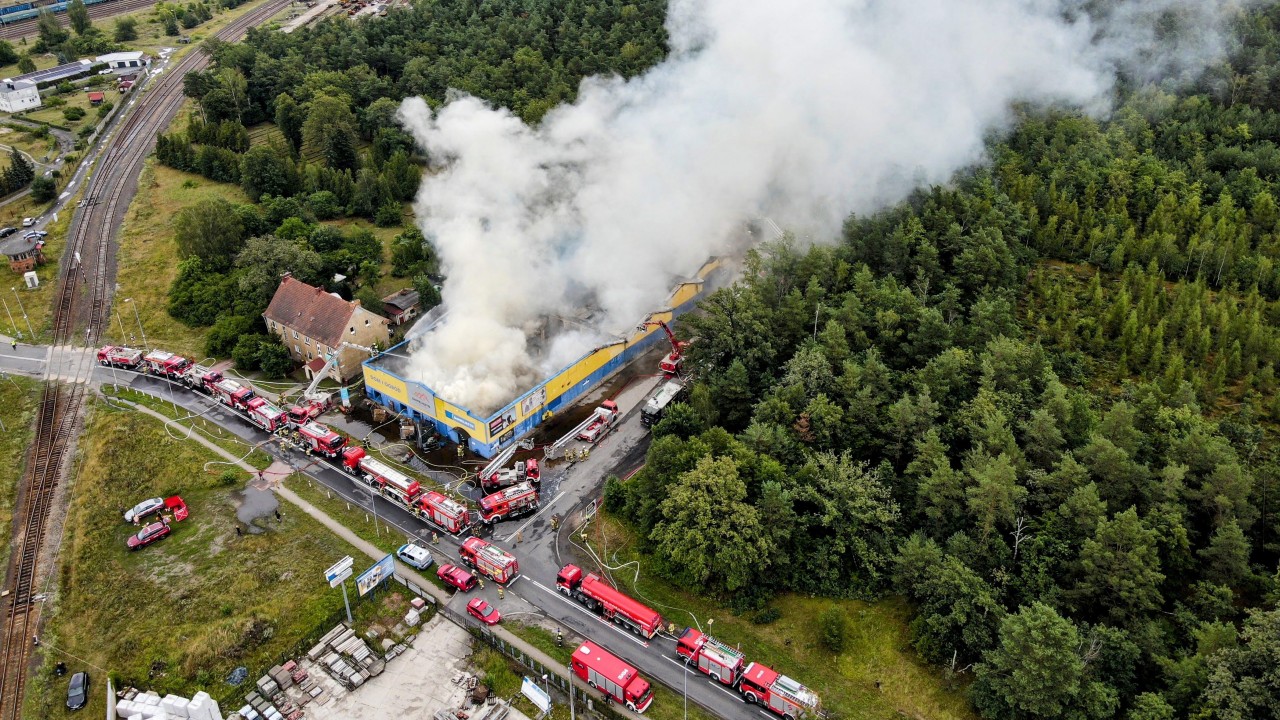 Pożar sklepu budowlanego w Żaganiu