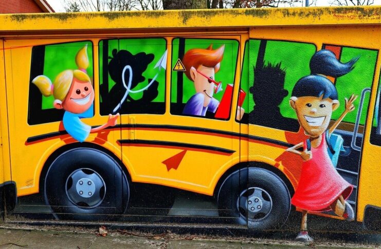Mural - autobus szkolny