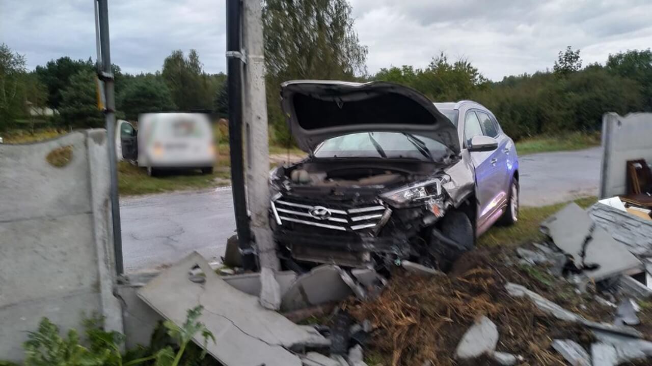 Uderzył w słup, próbując ominąć zwierzynę - Kierowcy,  noga z gazu, na drogach już jesień