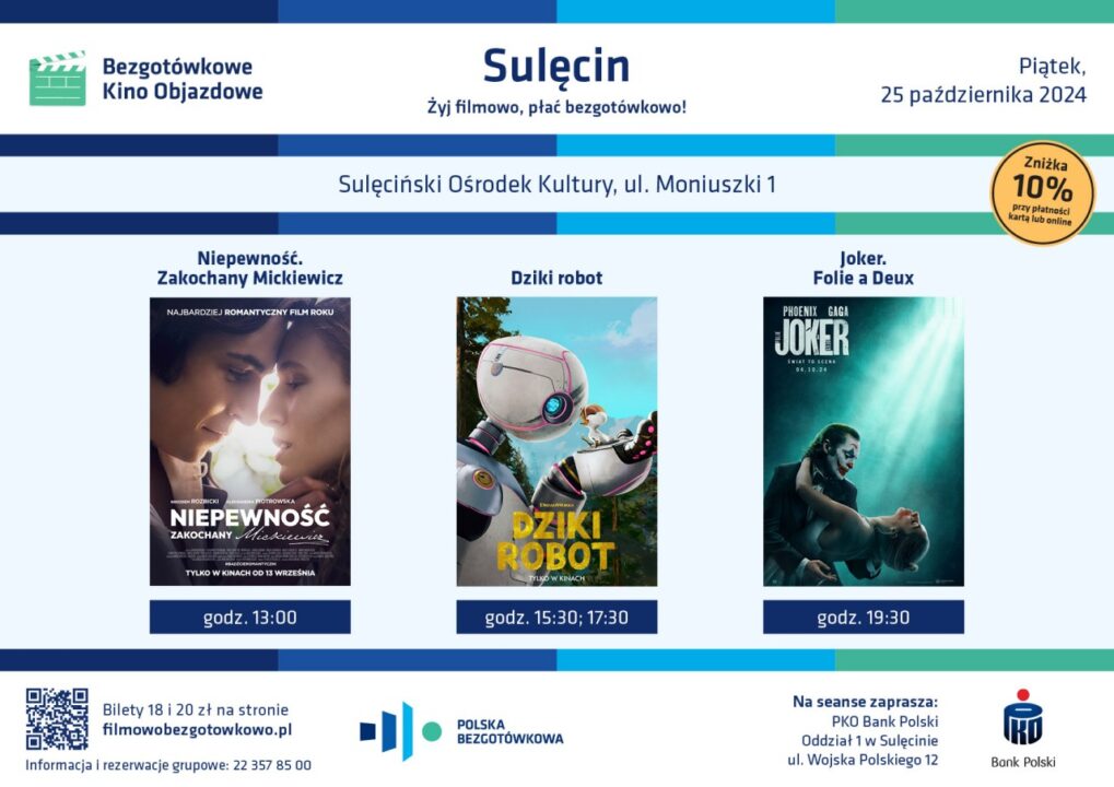 Bezgotówkowe Kino Objazdowe w Sulęcinie repertuar