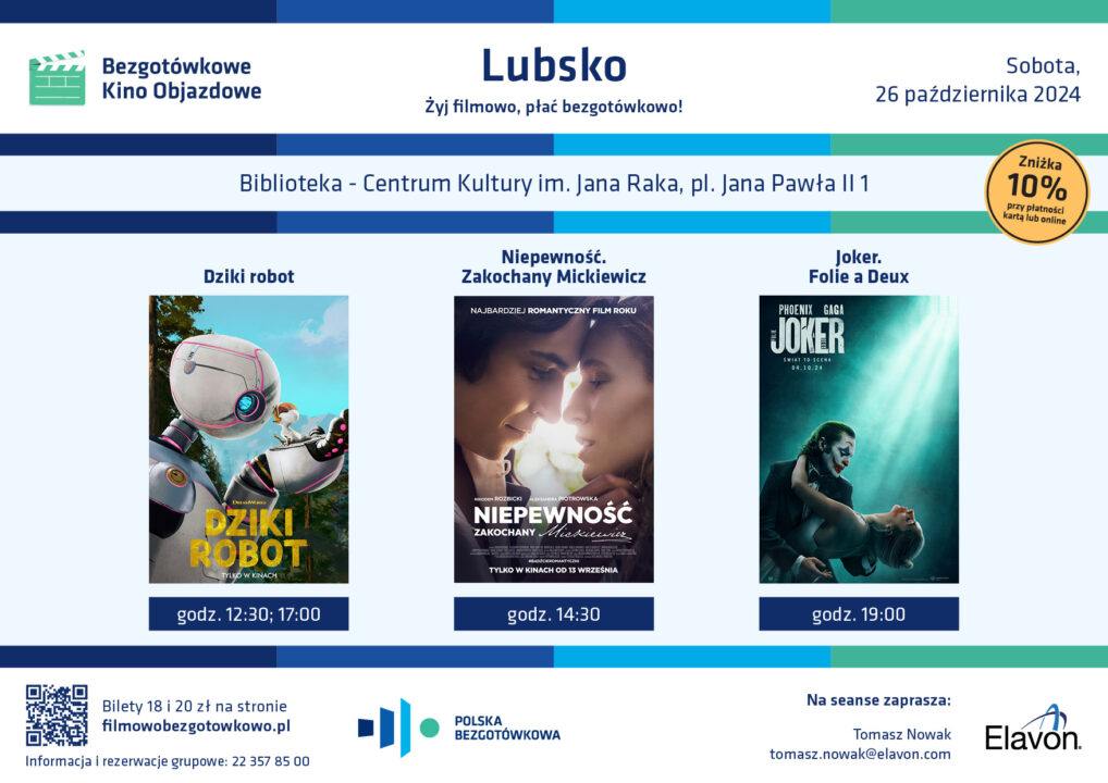 Bezgotówkowe Kino Objazdowe w Lubsku repertuar